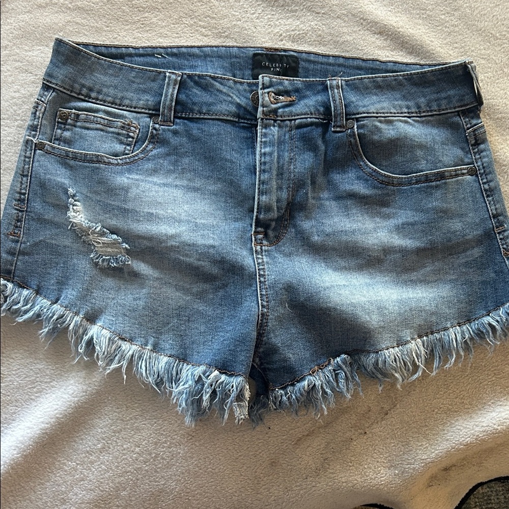 Celebrity Pink Distressed Blue Jean Shorts